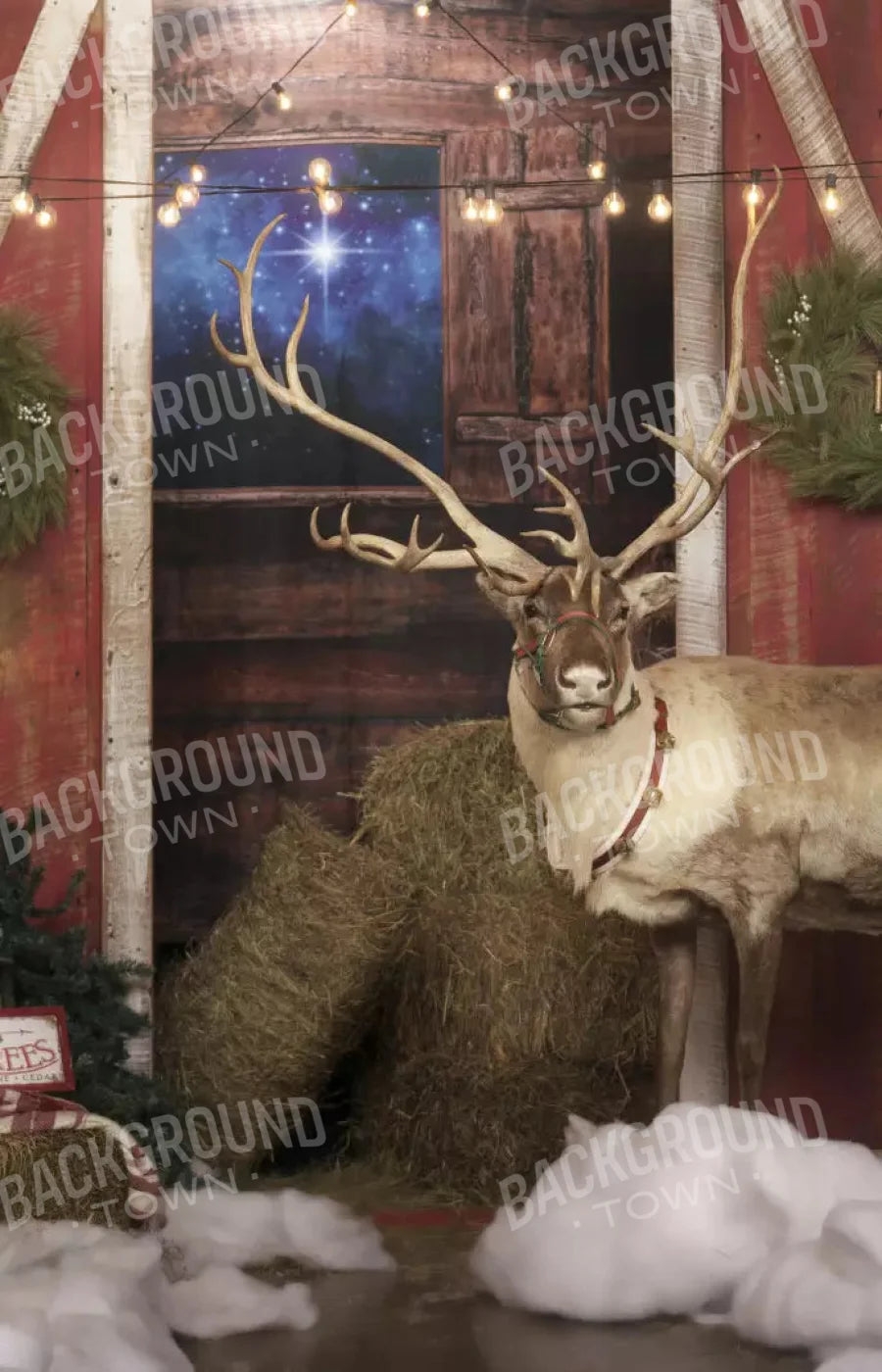 Reindeer Barn 8X12 Ultracloth ( 96 X 144 Inch ) Backdrop
