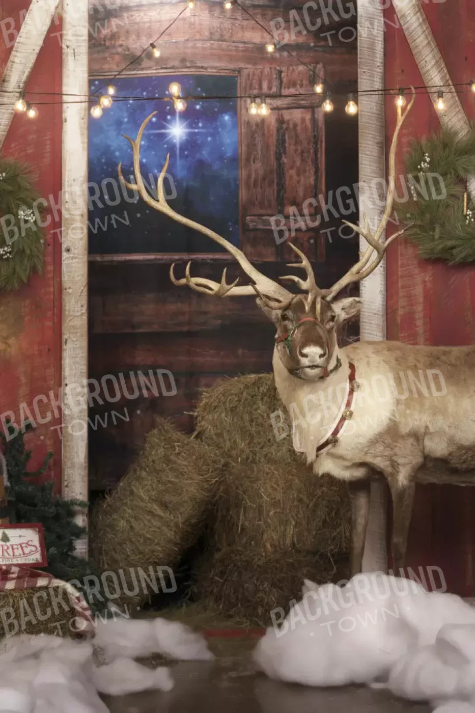 Reindeer Barn For Lvl Up Backdrop System 5X76 Up ( 60 X 90 Inch )