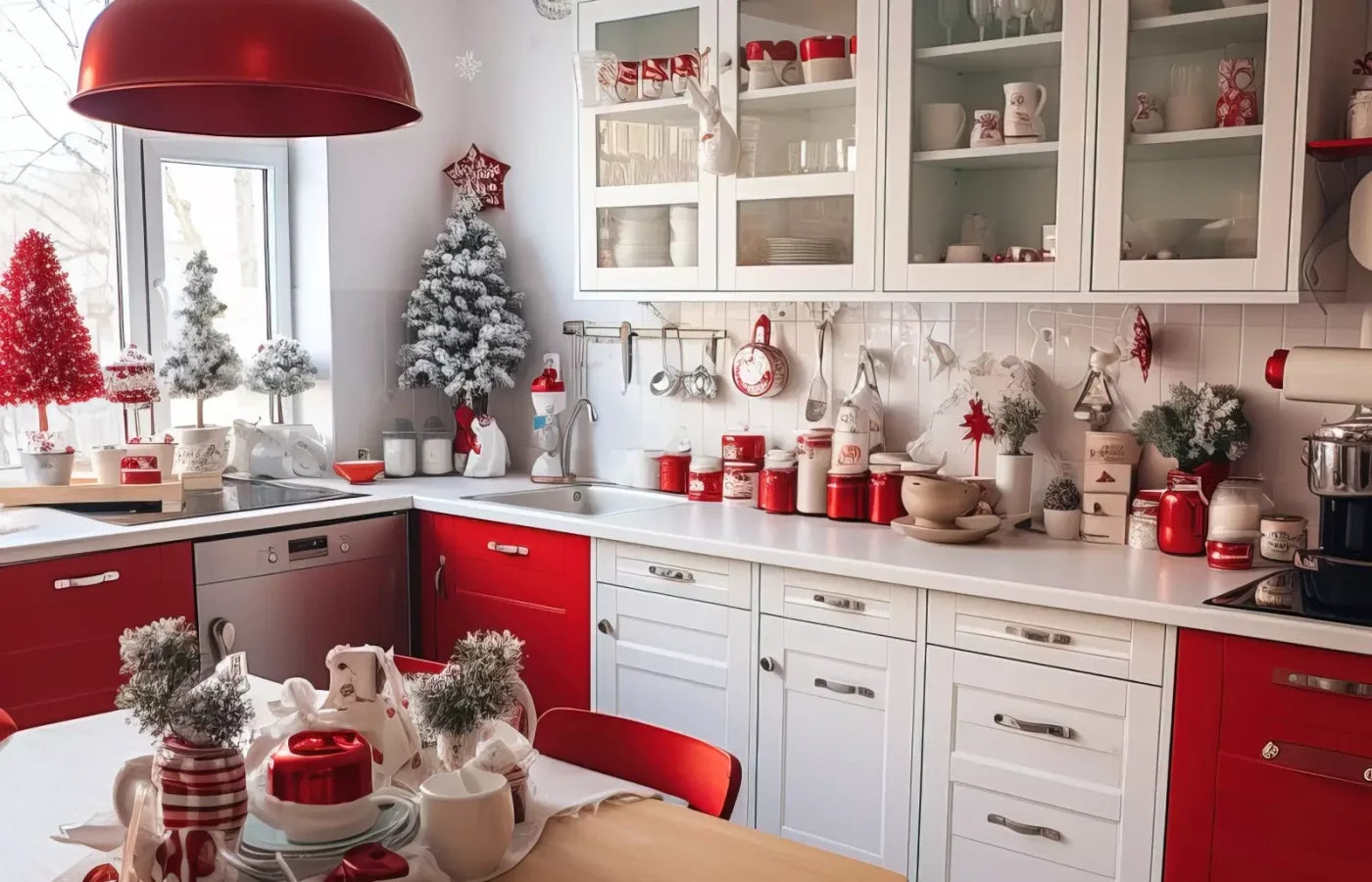 Retro Christmas Kitchen 14’X9’ Ultracloth (168 X 108 Inch) Backdrop