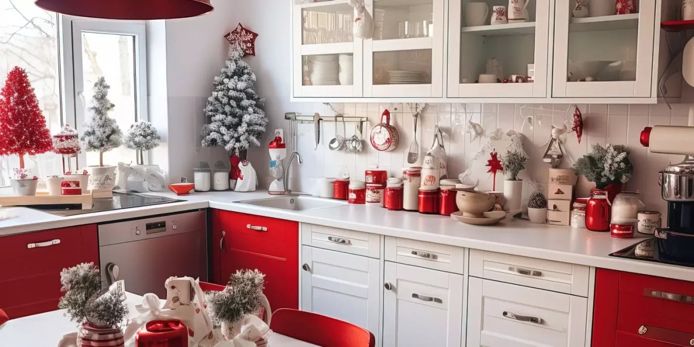 Retro Christmas Kitchen 20’X10’ Ultracloth (240 X 120 Inch) Backdrop