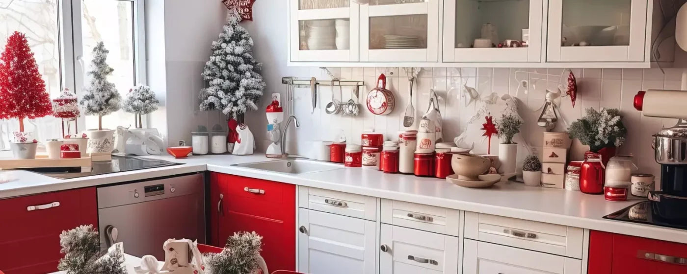 Retro Christmas Kitchen 20’X8’ Ultracloth (240 X 96 Inch) Backdrop