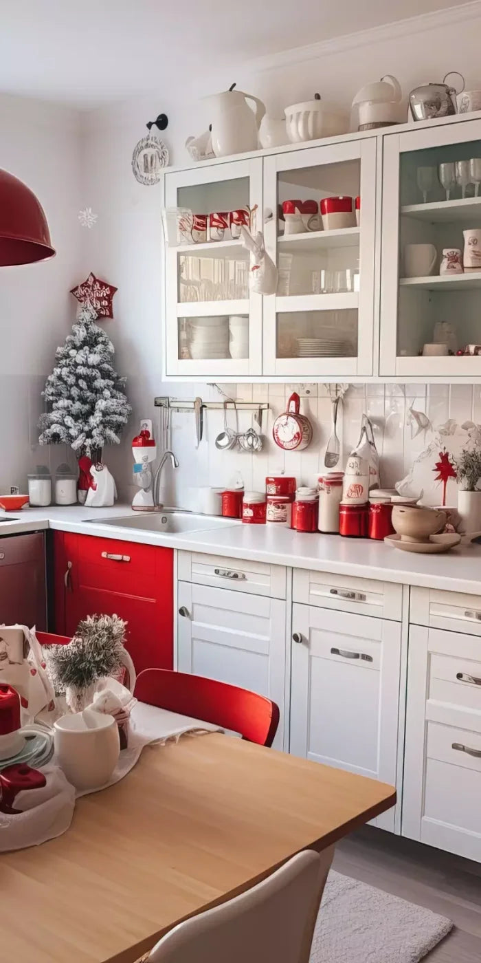 Retro Christmas Kitchen 8’X16’ Ultracloth (96 X 192 Inch) Backdrop