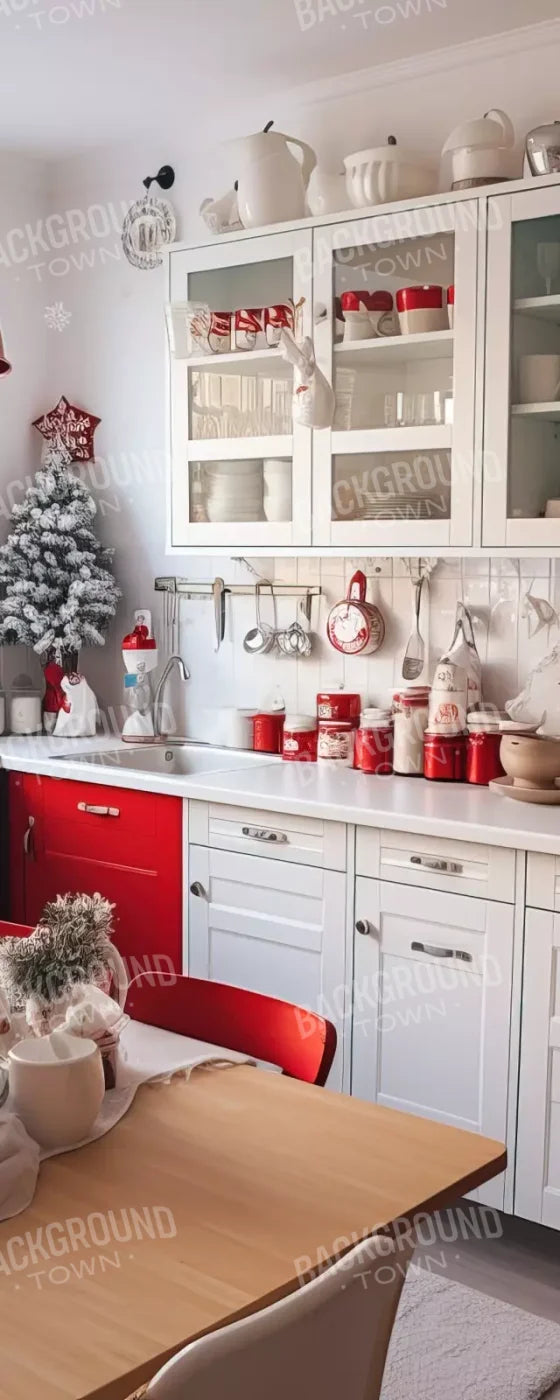 Retro Christmas Kitchen 8’X20’ Ultracloth (96 X 240 Inch) Backdrop