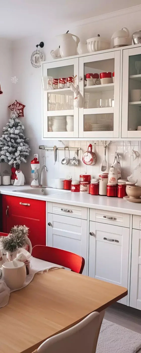 Retro Christmas Kitchen 8’X20’ Ultracloth (96 X 240 Inch) Backdrop
