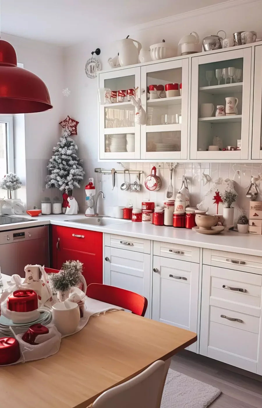 Retro Christmas Kitchen 9’X14’ Ultracloth (108 X 168 Inch) Backdrop