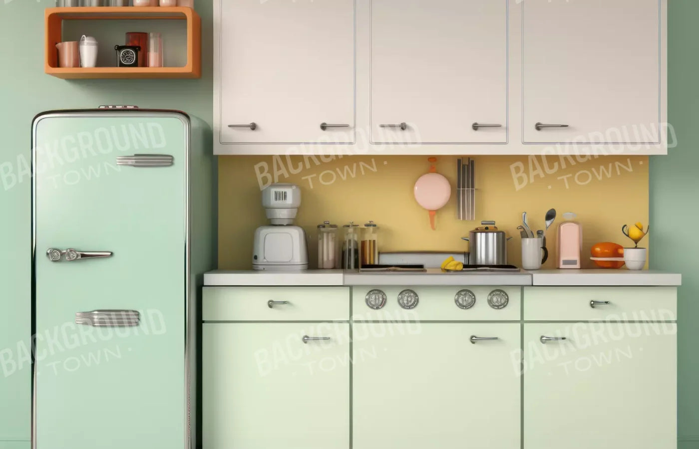 Retro Kitchen 12X8 Ultracloth ( 144 X 96 Inch ) Backdrop