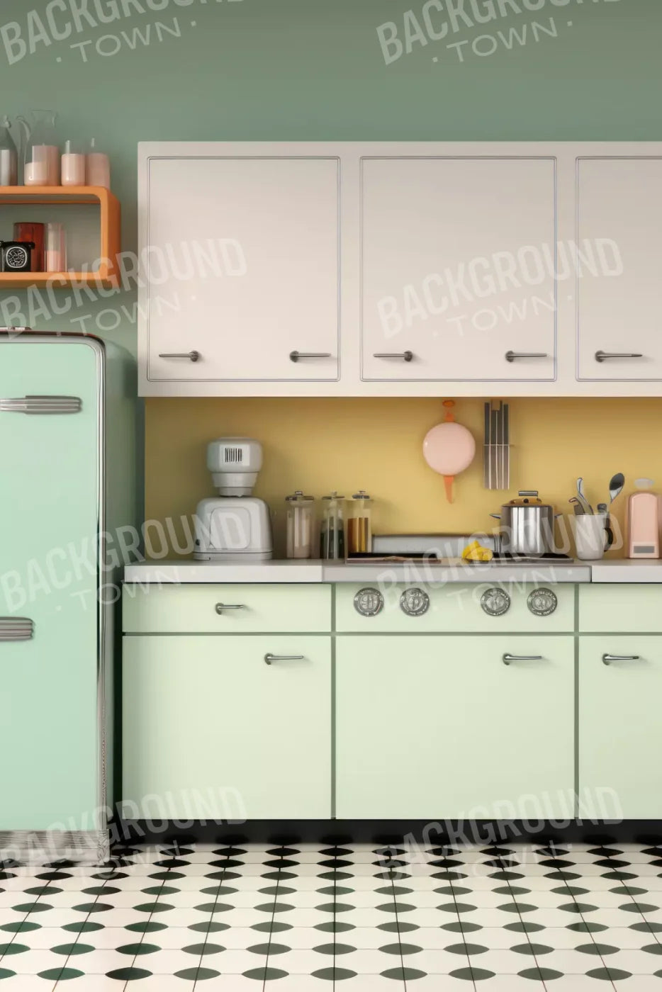 Retro Kitchen 5X8 Ultracloth ( 60 X 96 Inch ) Backdrop