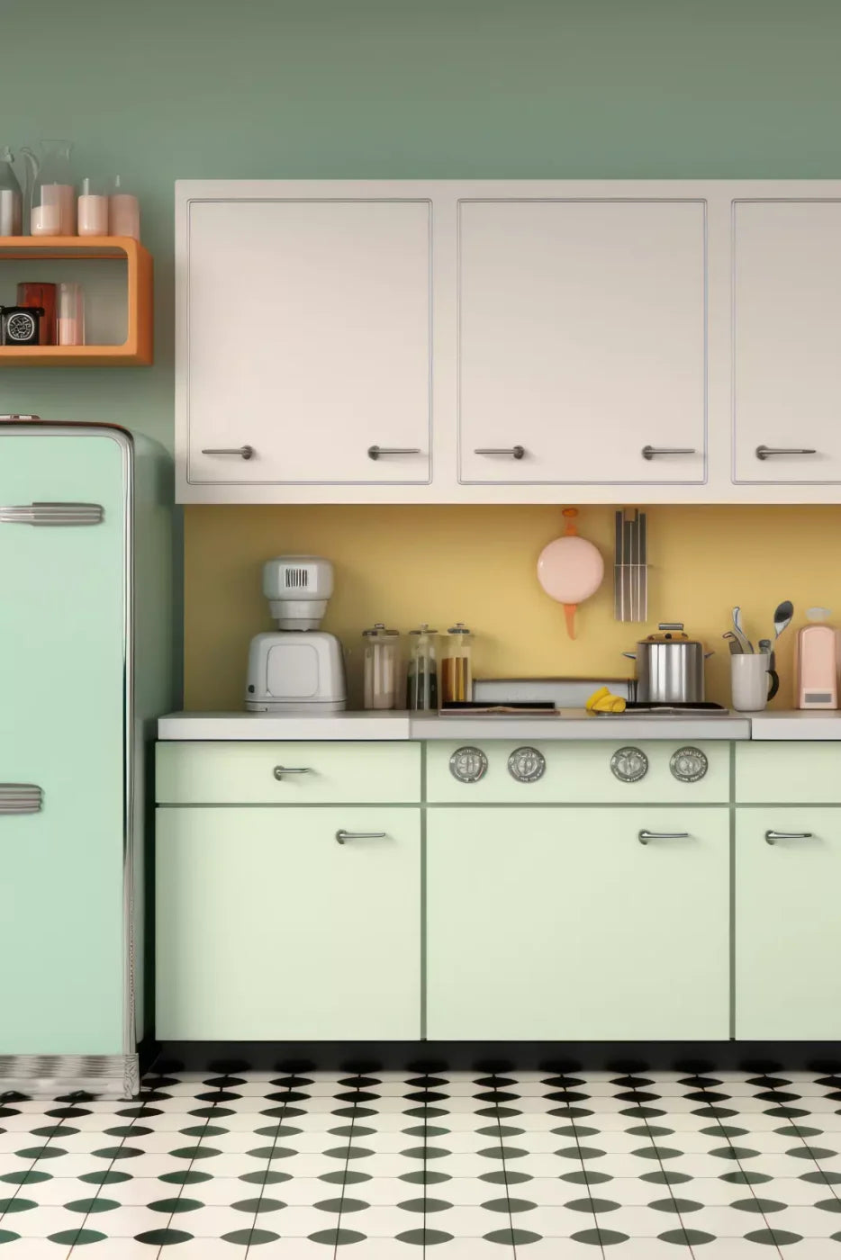 Retro Kitchen 5X8 Ultracloth ( 60 X 96 Inch ) Backdrop