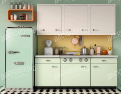 Retro Kitchen 8X6 Fleece ( 96 X 72 Inch ) Backdrop