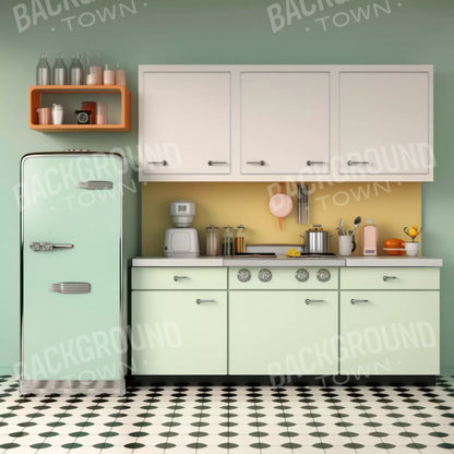 Retro Kitchen 8X8 Fleece ( 96 X Inch ) Backdrop