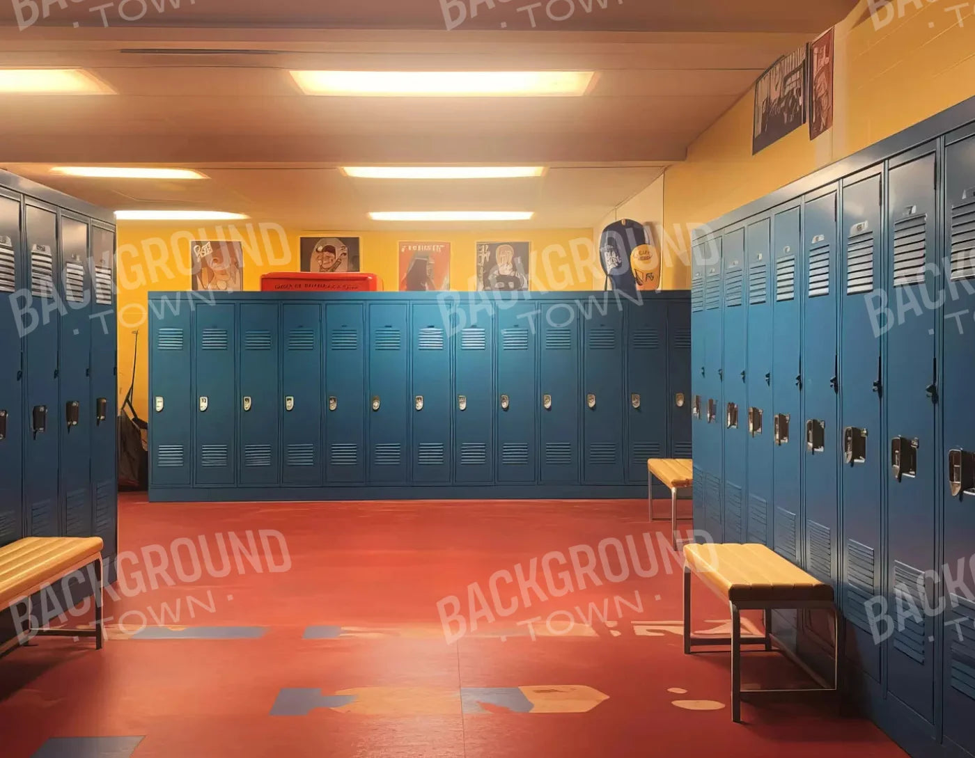 Sports Locker Room 8X6 Fleece ( 96 X 72 Inch ) Backdrop