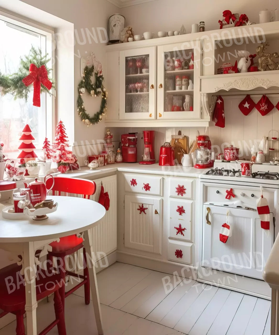 Minimal Christmas Kitchen 10’X12’ Ultracloth (120 X 144 Inch) Backdrop