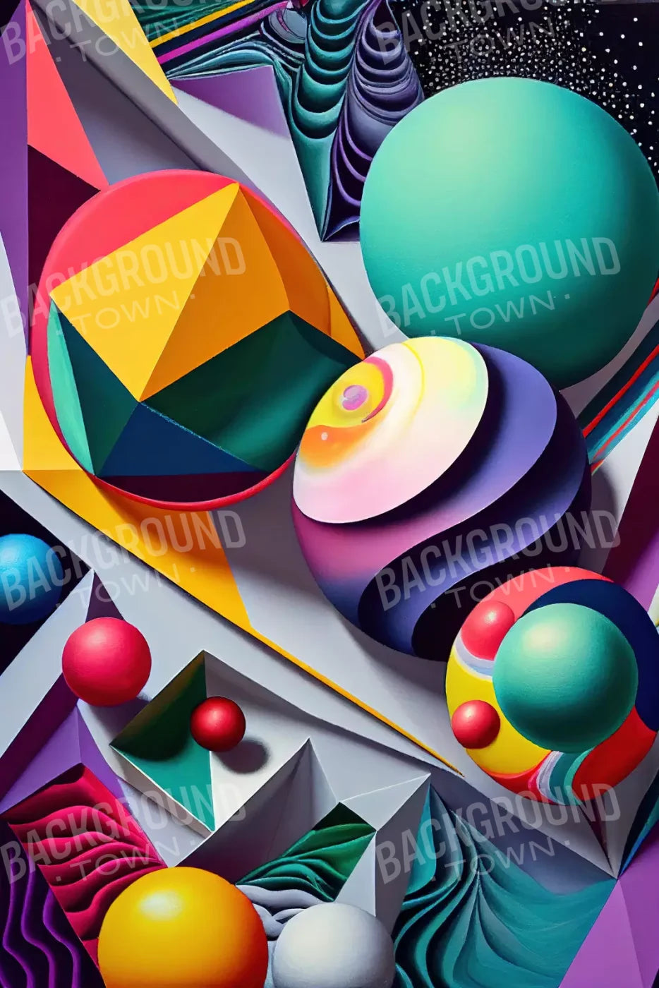 Retro Shapes L 5X8 Ultracloth ( 60 X 96 Inch ) Backdrop