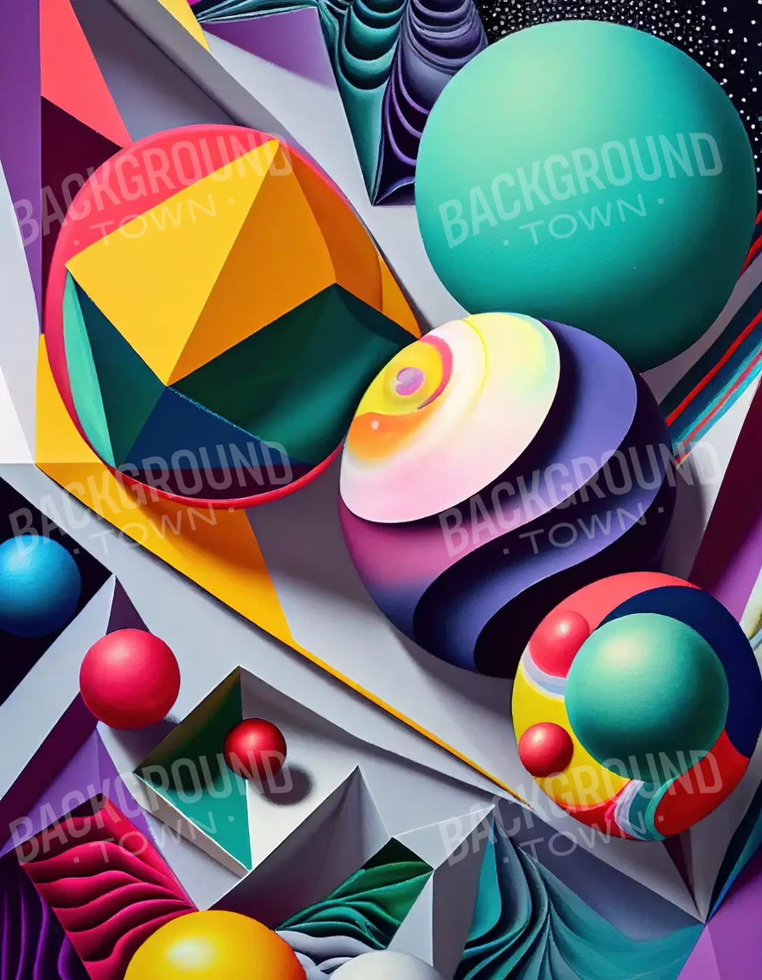 Retro Shapes L 6X8 Fleece ( 72 X 96 Inch ) Backdrop