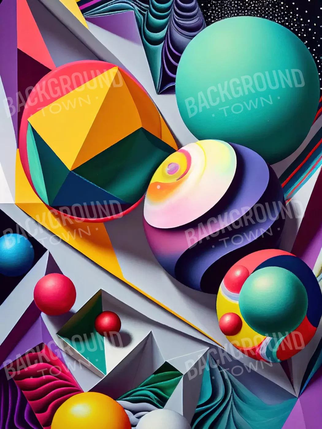 Retro Shapes L 8X10 Fleece ( 96 X 120 Inch ) Backdrop