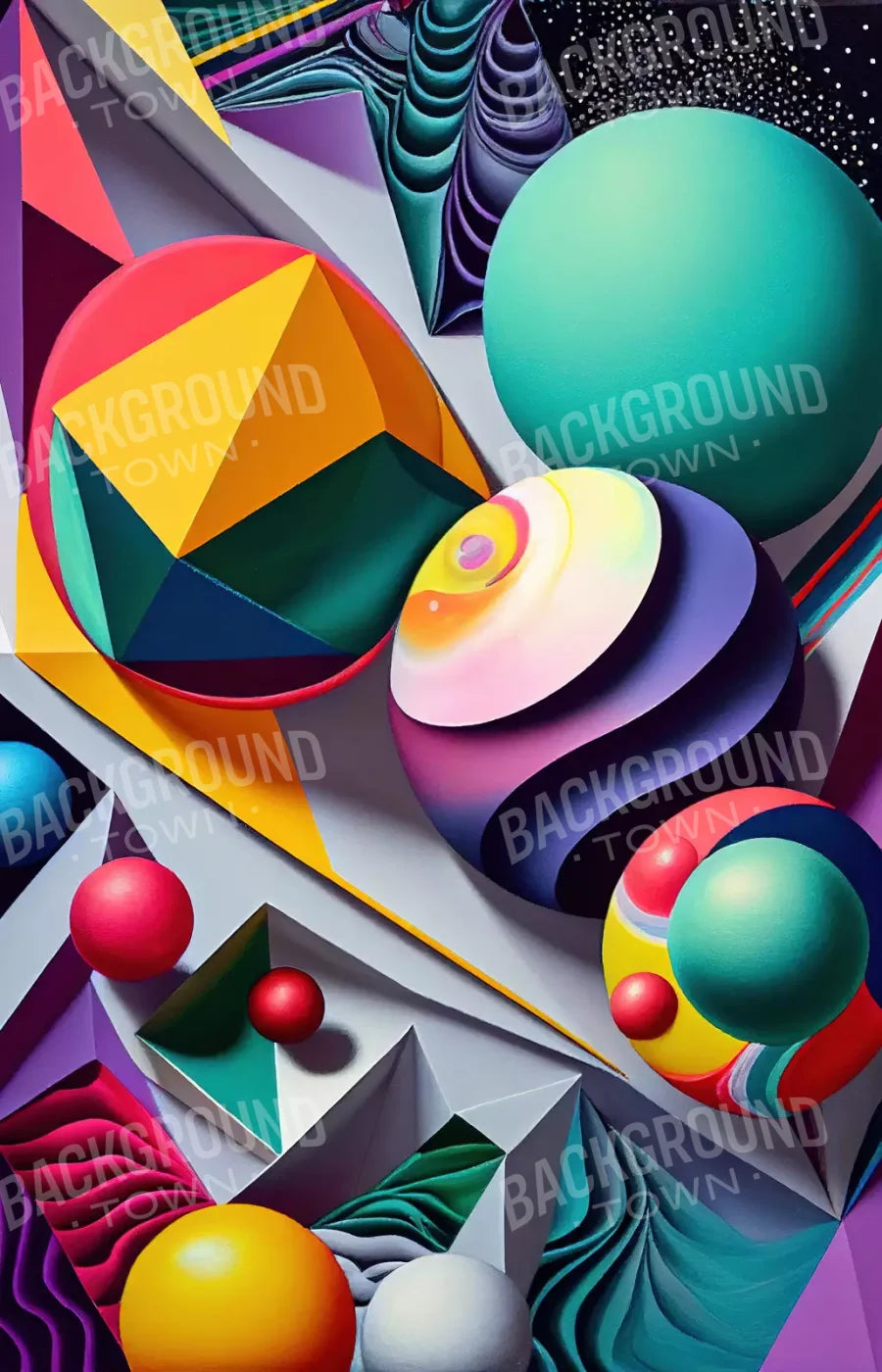 Retro Shapes L 8X12 Ultracloth ( 96 X 144 Inch ) Backdrop