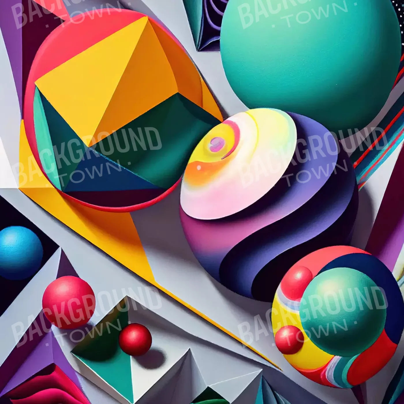 Retro Shapes L 8X8 Fleece ( 96 X Inch ) Backdrop