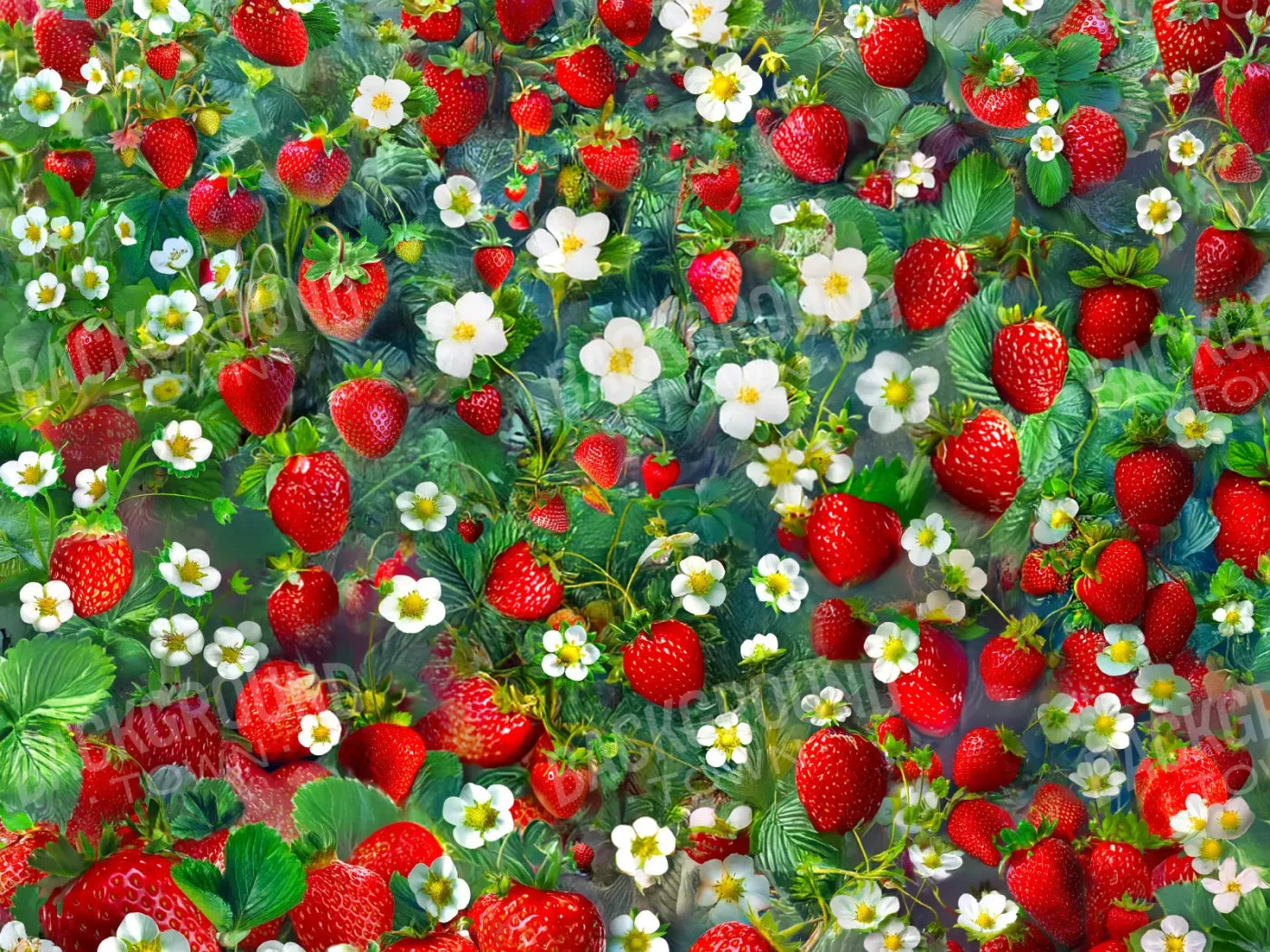 Ripe Strawberry Field 6’8x5’ Fleece (80 x 60 inch) Backdrop