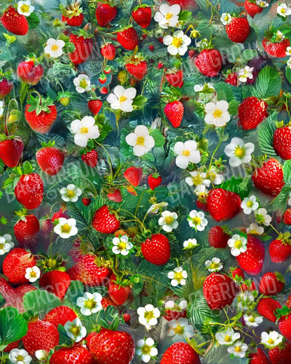 Ripe Strawberry Field 8’x10’ Fleece (96 x 120 inch) Backdrop