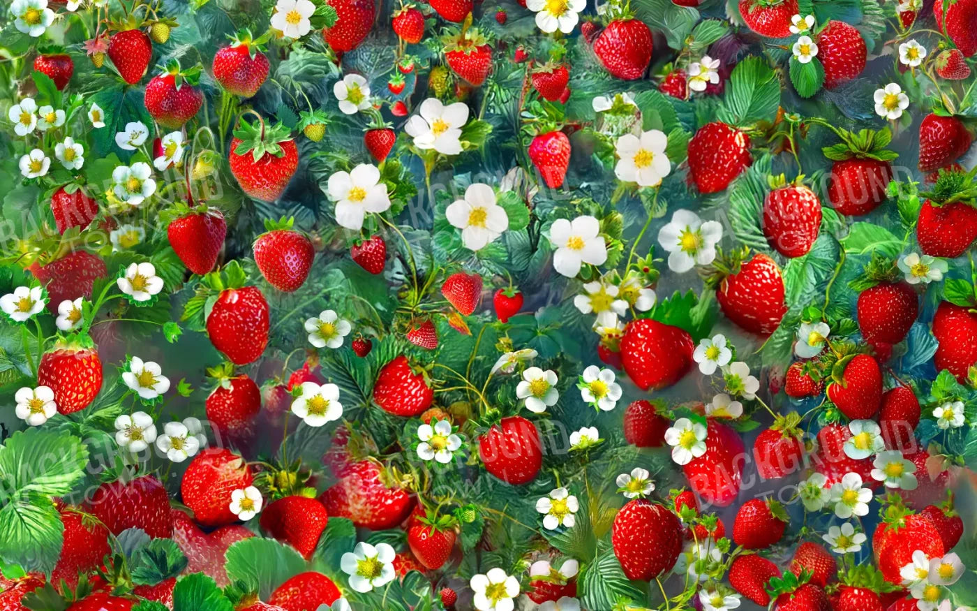 Ripe Strawberry Field 8’x5’ UltraCloth (96 x 60 inch) Backdrop