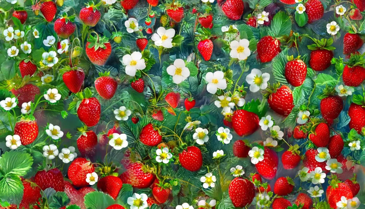 Ripe Strawberry Field Backdrop