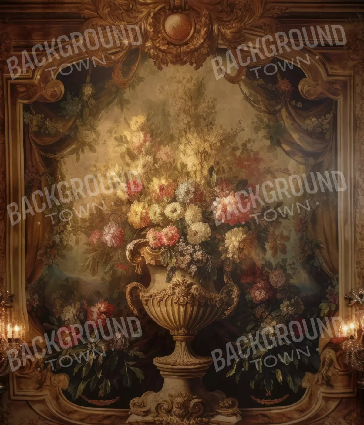 Rococo Aged Floral Wall 10X12 Ultracloth ( 120 X 144 Inch ) Backdrop