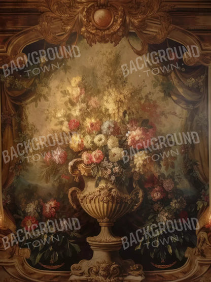 Rococo Aged Floral Wall 5X68 Fleece ( 60 X 80 Inch ) Backdrop