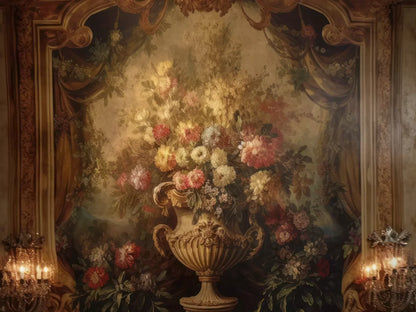 Rococo Aged Floral Wall 7X5 Ultracloth ( 84 X 60 Inch ) Backdrop
