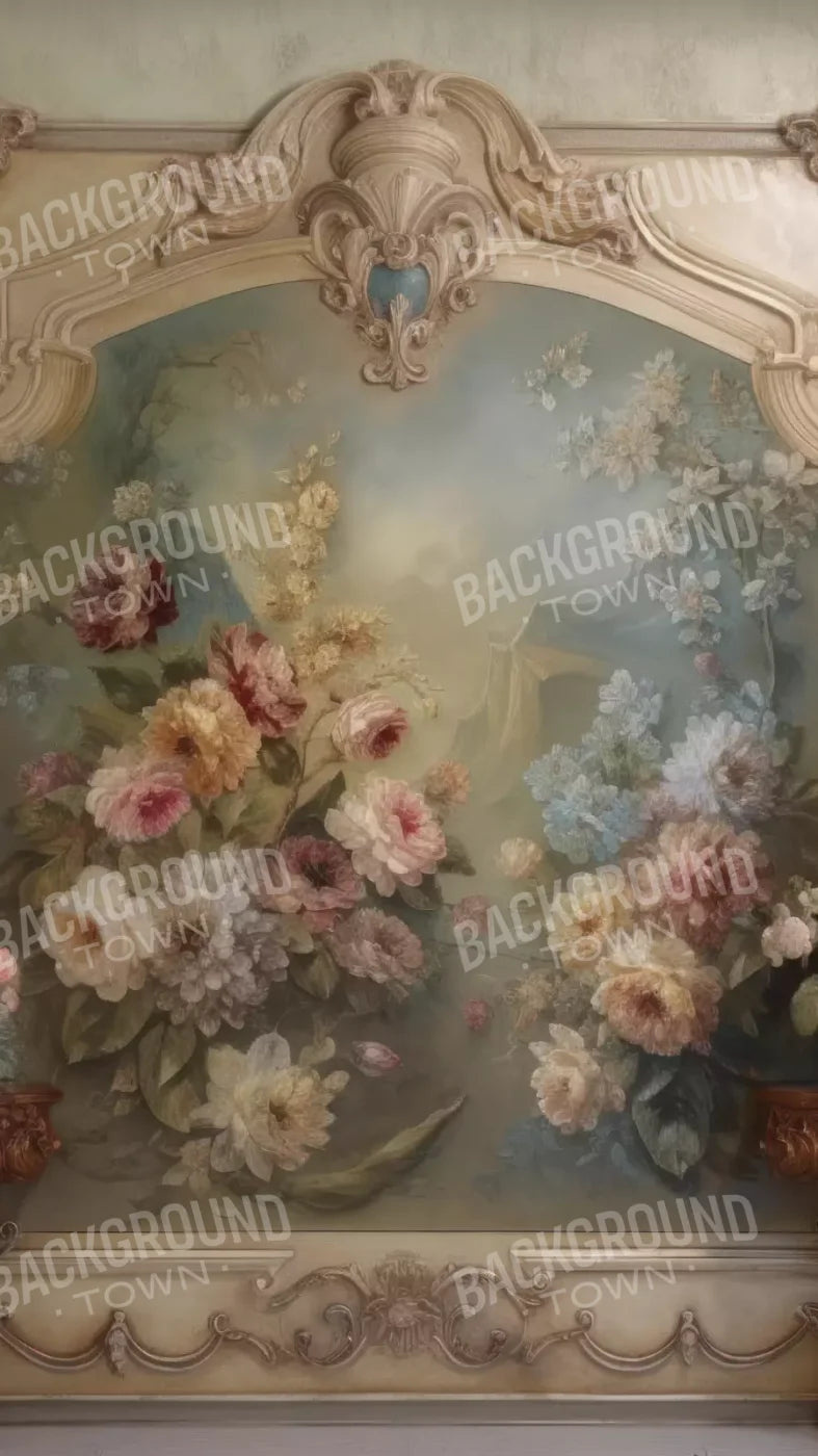 Rococo Beige Floral Wall 8X14 Ultracloth ( 96 X 168 Inch ) Backdrop