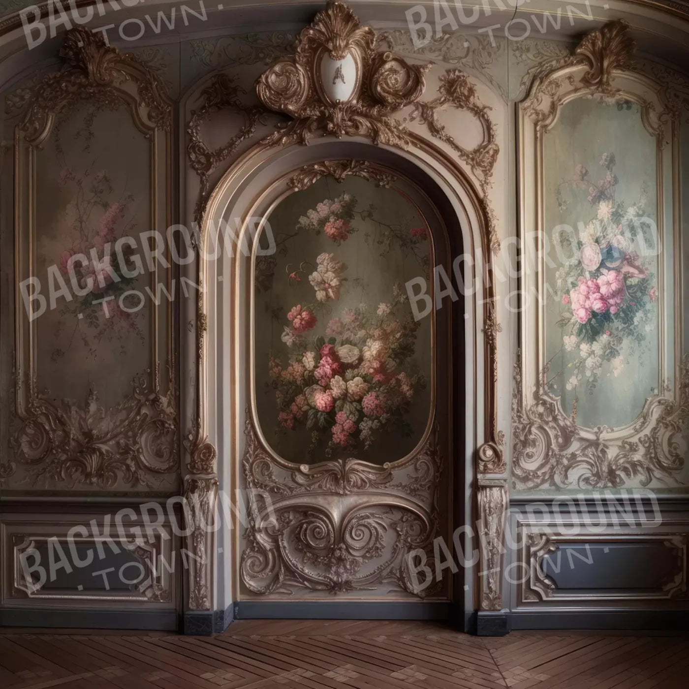 Rococo Blush Floral Wall 10X10 Ultracloth ( 120 X Inch ) Backdrop