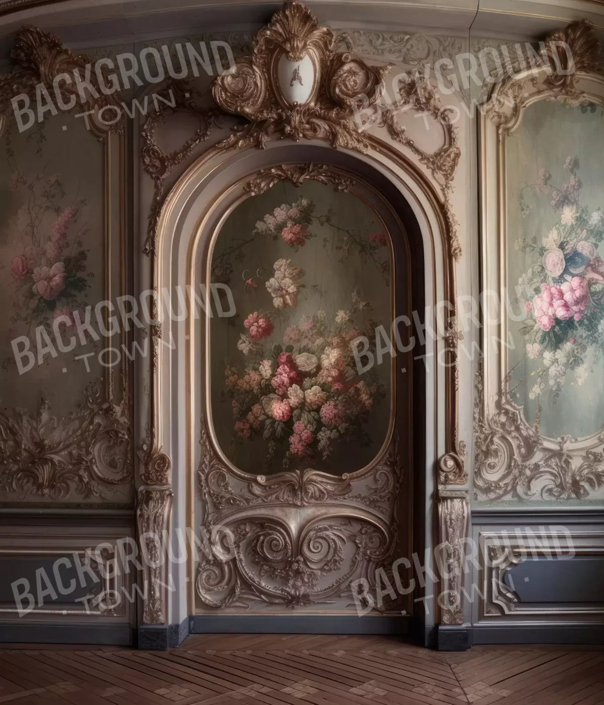 Rococo Blush Floral Wall 10X12 Ultracloth ( 120 X 144 Inch ) Backdrop