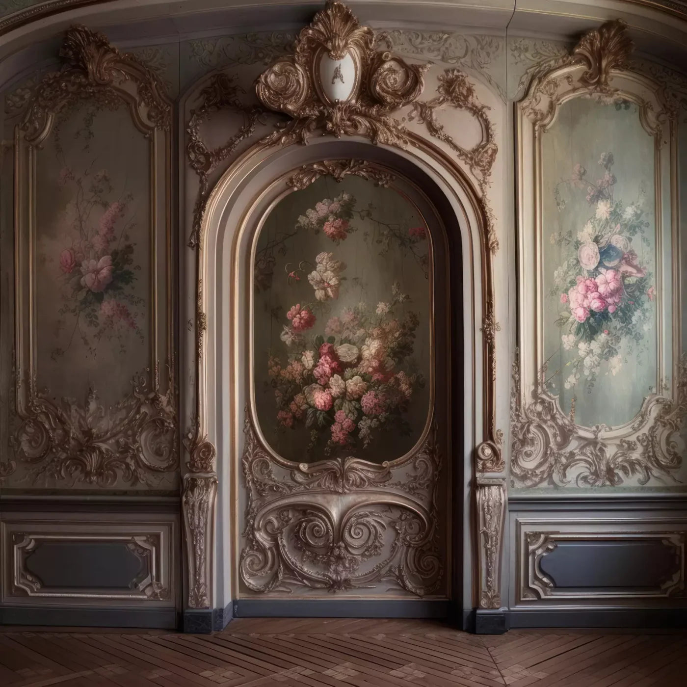 Rococo Blush Floral Wall 10X10 Ultracloth ( 120 X Inch ) Backdrop