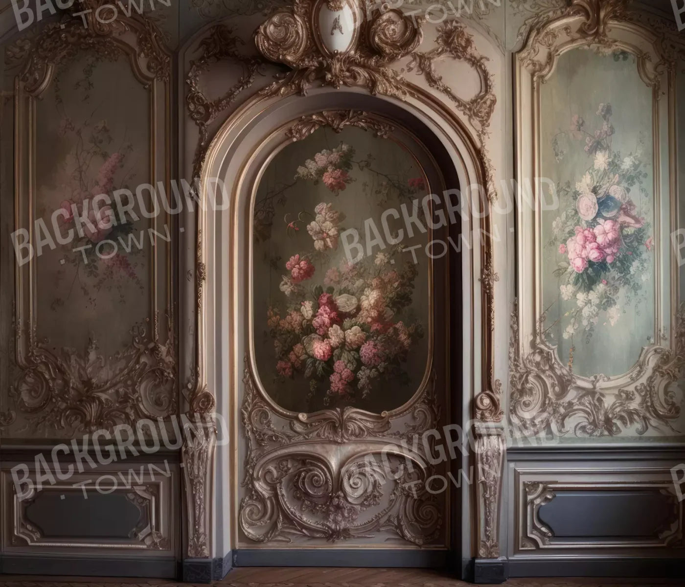 Rococo Blush Floral Wall 12X10 Ultracloth ( 144 X 120 Inch ) Backdrop