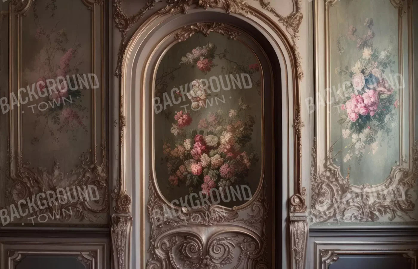 Rococo Blush Floral Wall 12X8 Ultracloth ( 144 X 96 Inch ) Backdrop