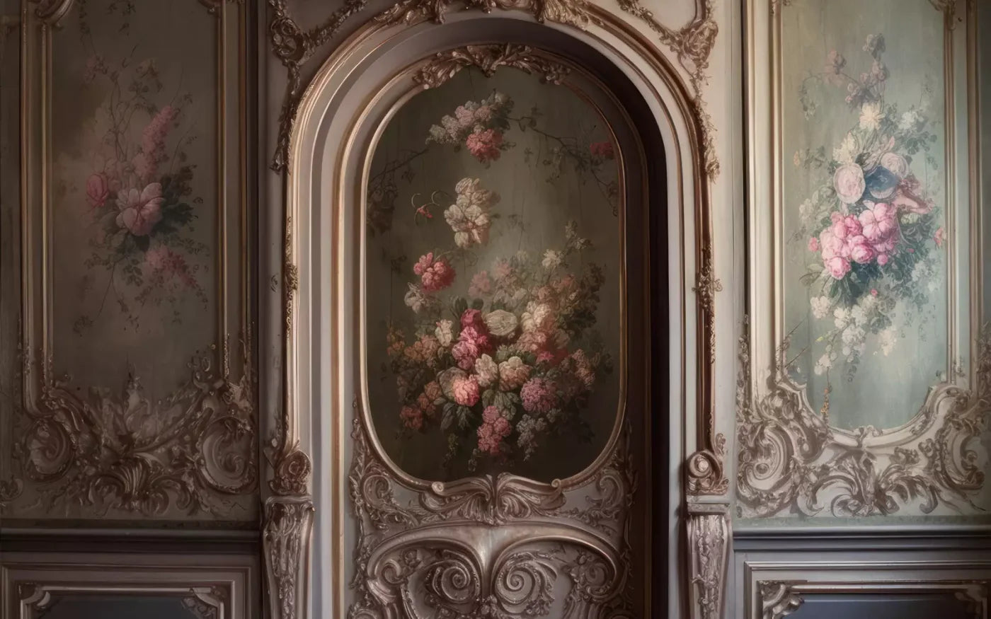 Rococo Blush Floral Wall 14X9 Ultracloth ( 168 X 108 Inch ) Backdrop