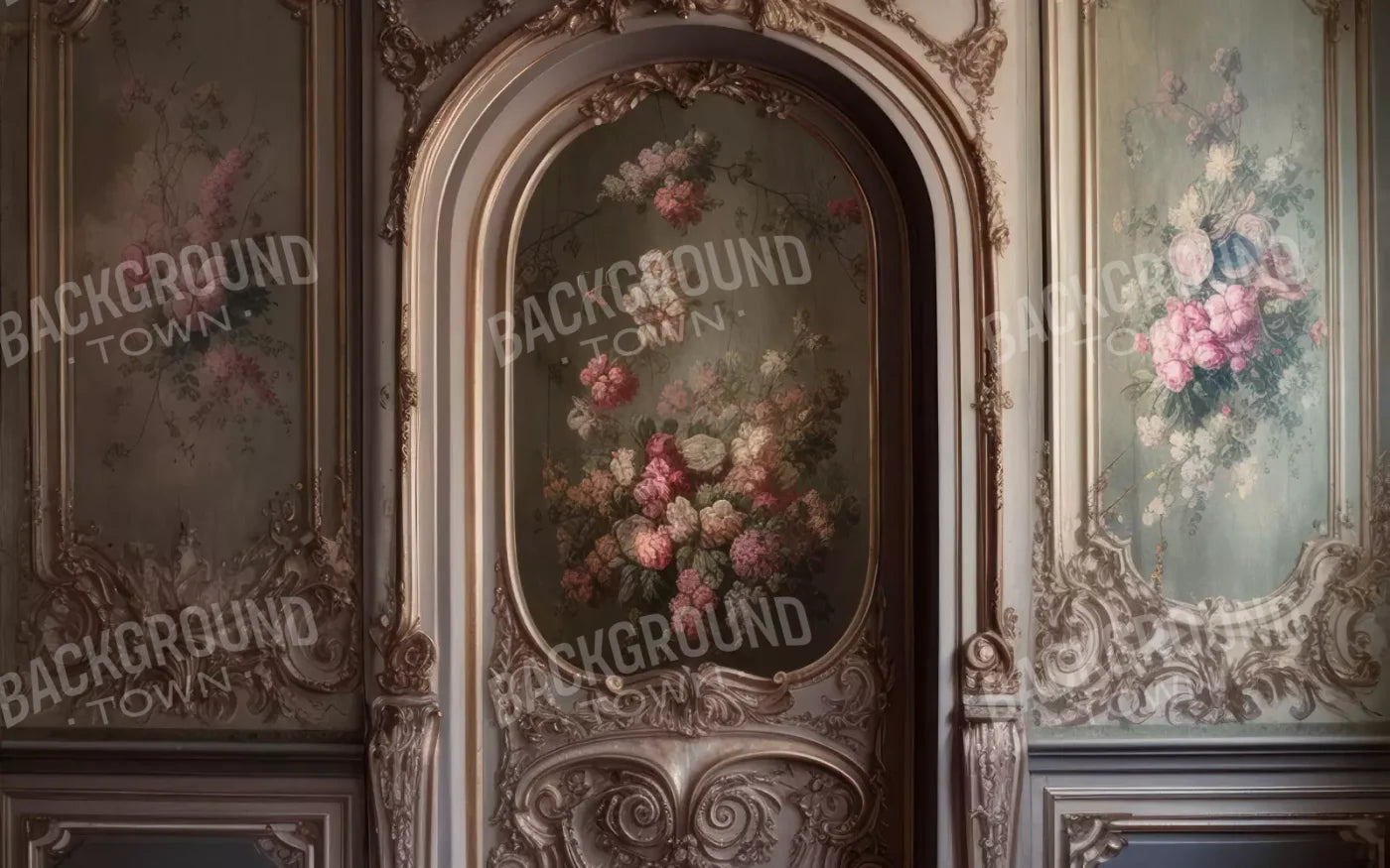 Rococo Blush Floral Wall 14X9 Ultracloth ( 168 X 108 Inch ) Backdrop