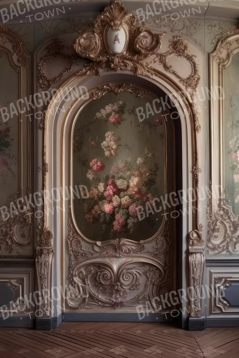 Rococo Blush Floral Wall 5X8 Ultracloth ( 60 X 96 Inch ) Backdrop