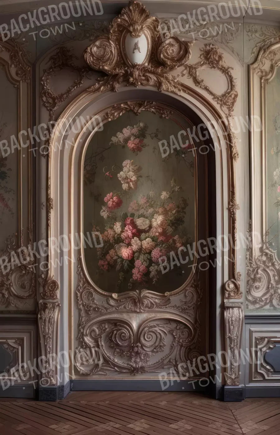 Rococo Blush Floral Wall 8X12 Ultracloth ( 96 X 144 Inch ) Backdrop