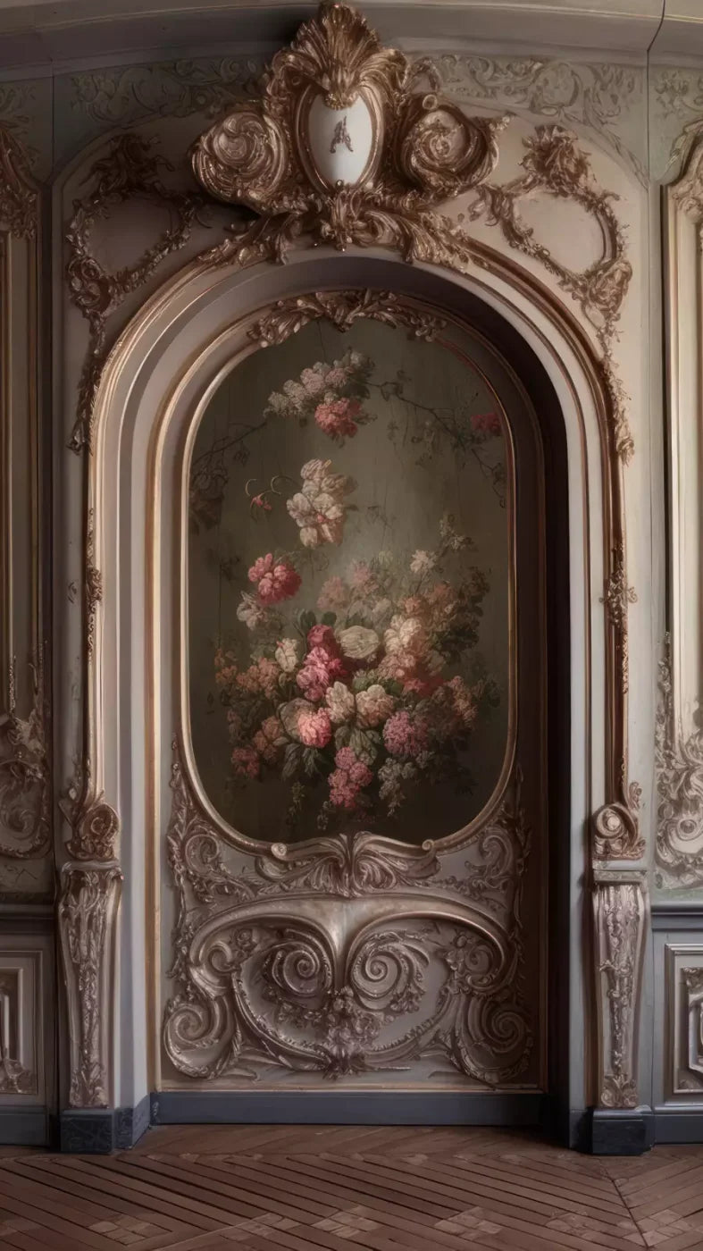 Rococo Blush Floral Wall 8X14 Ultracloth ( 96 X 168 Inch ) Backdrop
