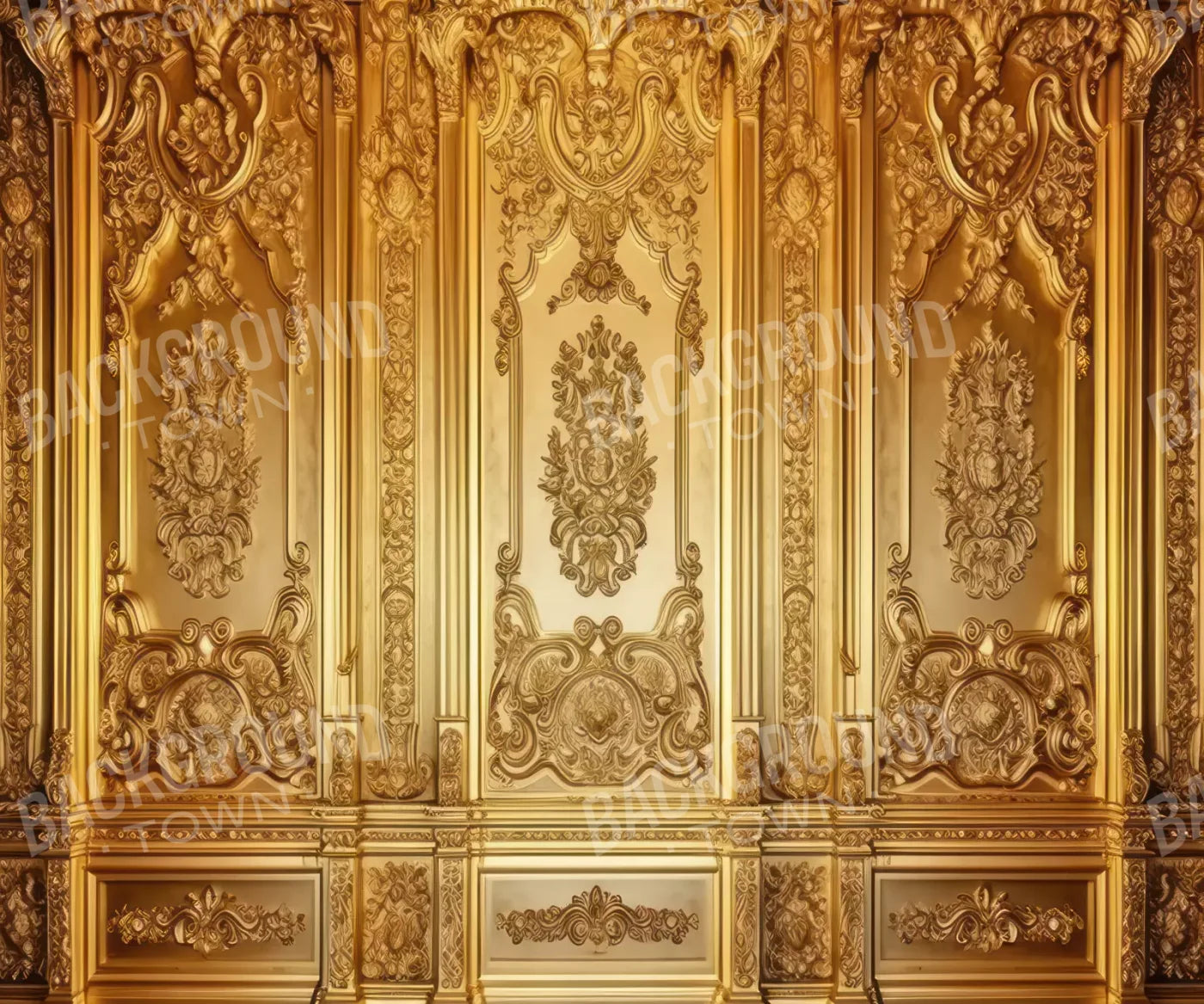 Rococo Gold Wall 5X42 Fleece ( 60 X 50 Inch ) Backdrop