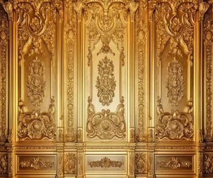 Rococo Gold Wall 5X42 Fleece ( 60 X 50 Inch ) Backdrop
