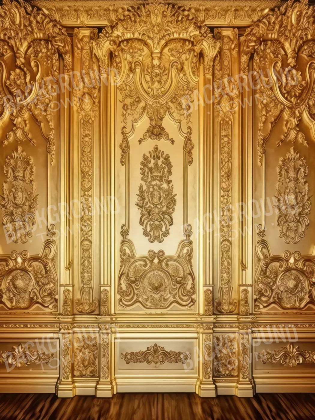 Rococo Gold Wall 5X68 Fleece ( 60 X 80 Inch ) Backdrop