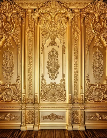 Rococo Gold Wall 6X8 Fleece ( 72 X 96 Inch ) Backdrop