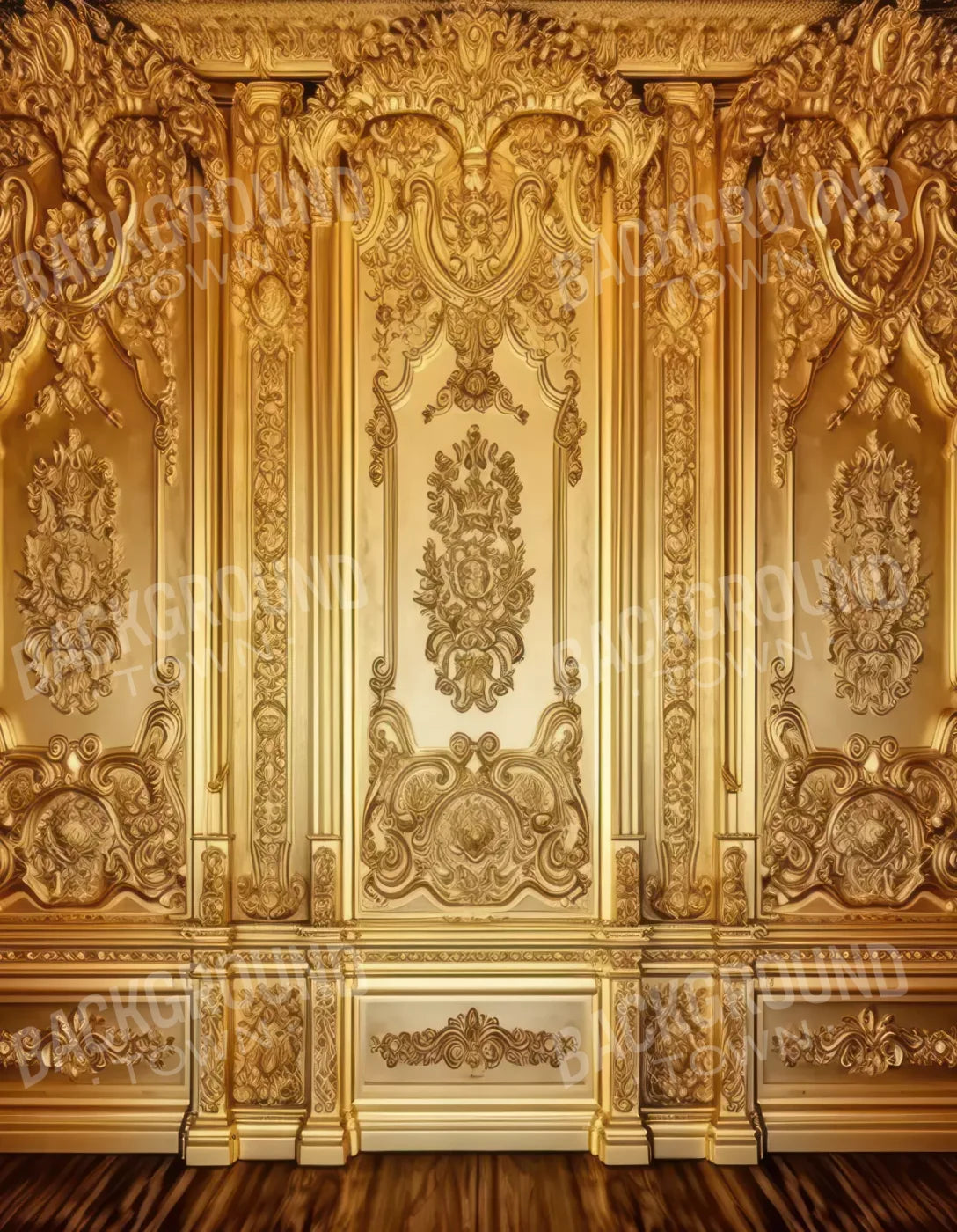 Rococo Gold Wall 6X8 Fleece ( 72 X 96 Inch ) Backdrop