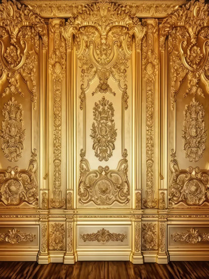 Rococo Gold Wall 8X10 Fleece ( 96 X 120 Inch ) Backdrop