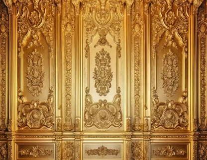 Rococo Gold Wall 8X6 Fleece ( 96 X 72 Inch ) Backdrop