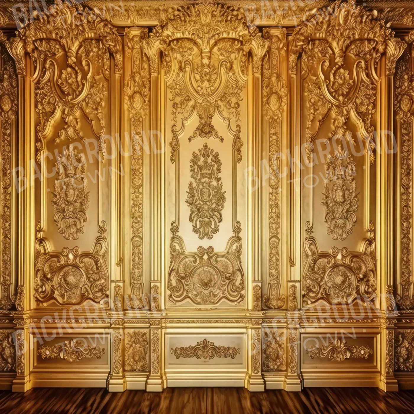 Rococo Gold Wall 8X8 Fleece ( 96 X Inch ) Backdrop