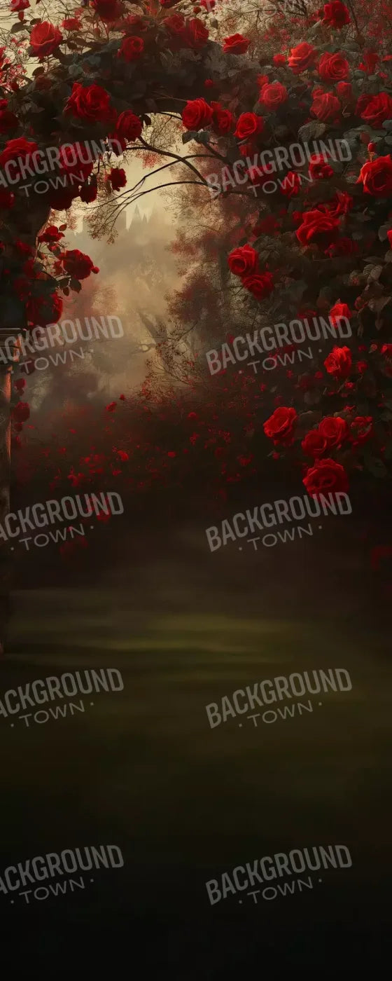 Rococo Gothic Red Rose Bush 8’X20’ Ultracloth (96 X 240 Inch) Backdrop