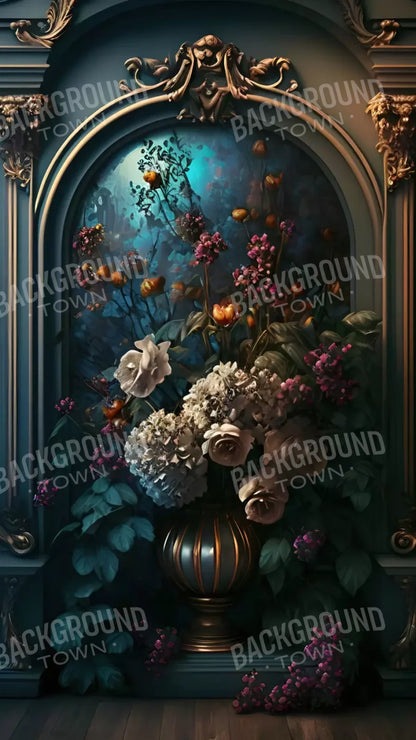 Rococo Midnight Floral Wall 8X14 Ultracloth ( 96 X 168 Inch ) Backdrop