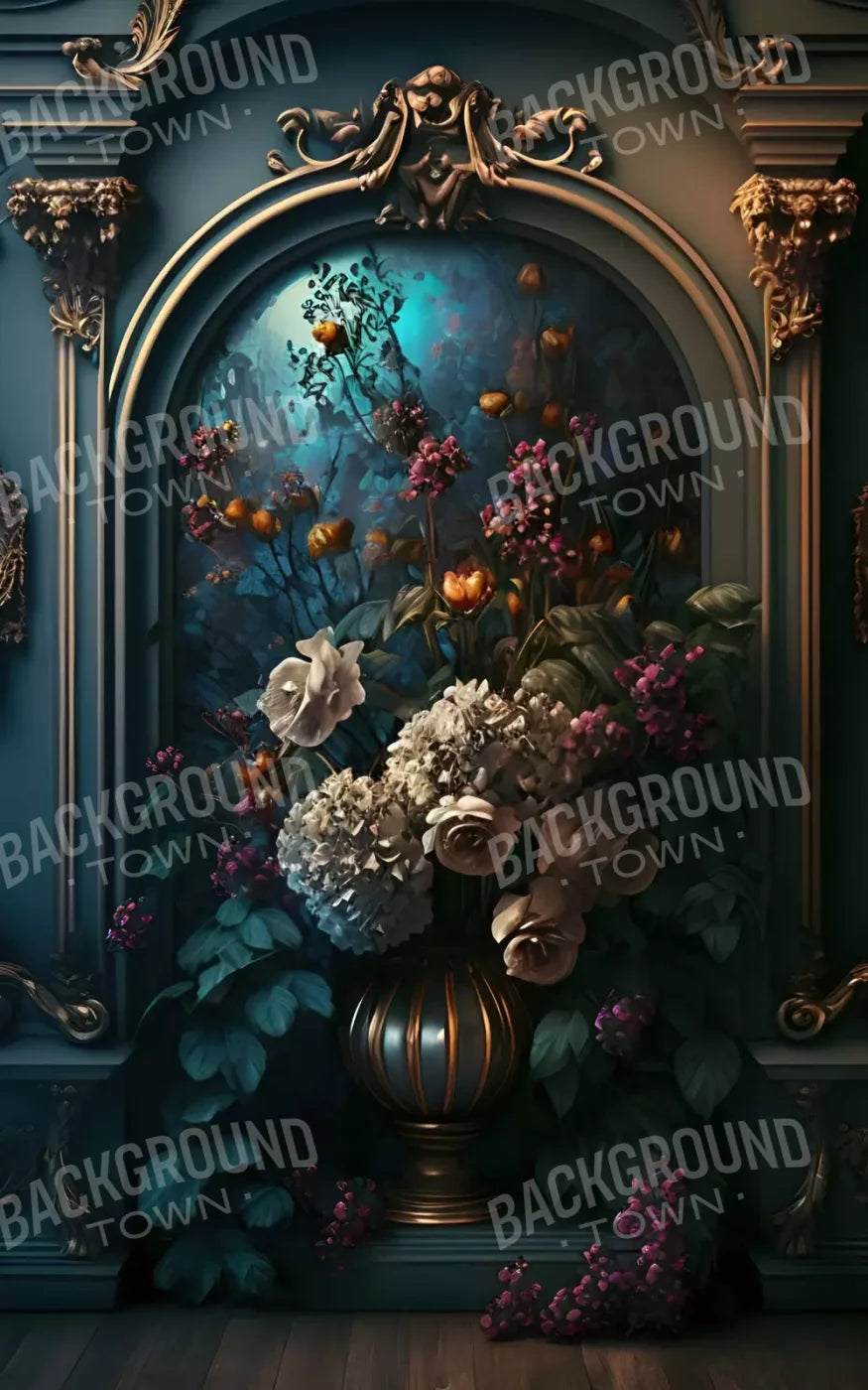 Rococo Midnight Floral Wall 9X14 Ultracloth ( 108 X 168 Inch ) Backdrop